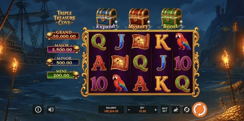 Triple Treasure Cove - bonus krog Hold and Win z kovanci